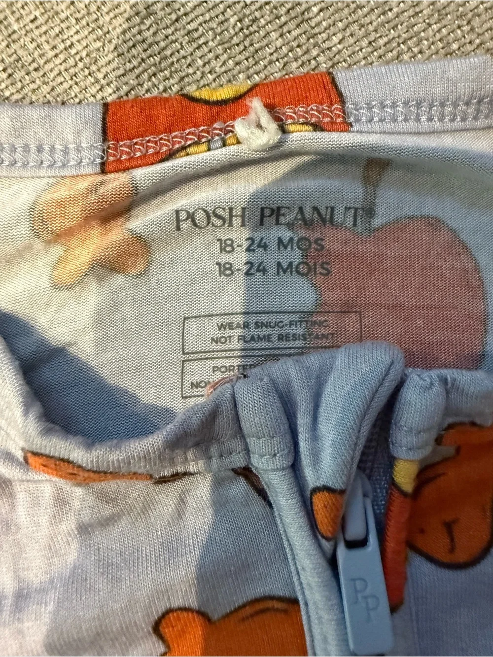 Posh Peanut grey Footie with Orange & Yellow Fries and Nuggets Print